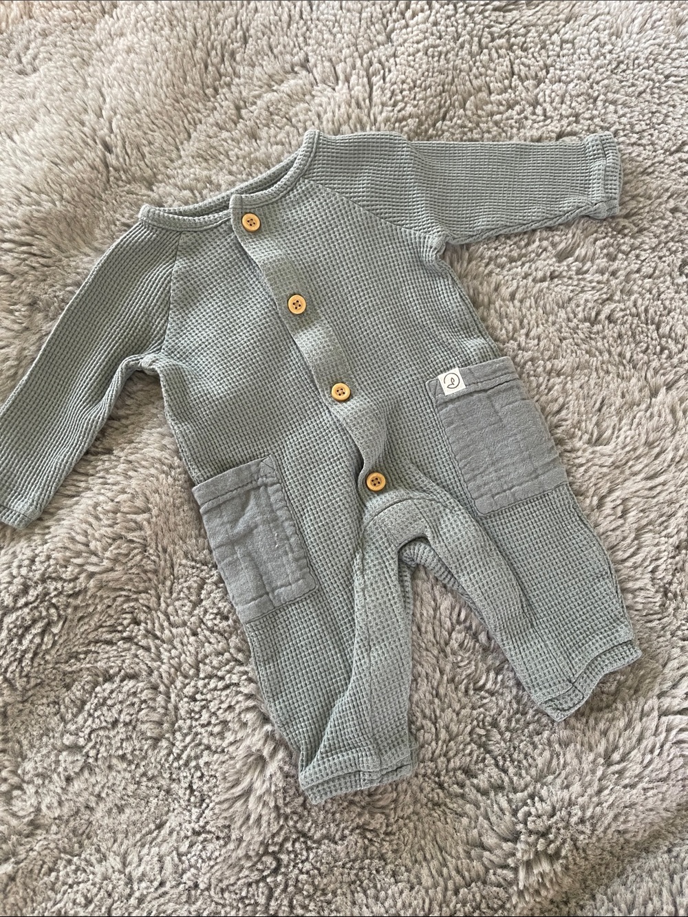 🌈 Little Planet Carter’s Newborn Organic Cotton romper Waffle Knit Green